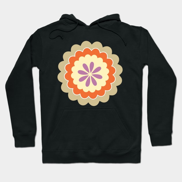 Retro Flower in buttercream, orange, gold and purple Hoodie by tramasdesign